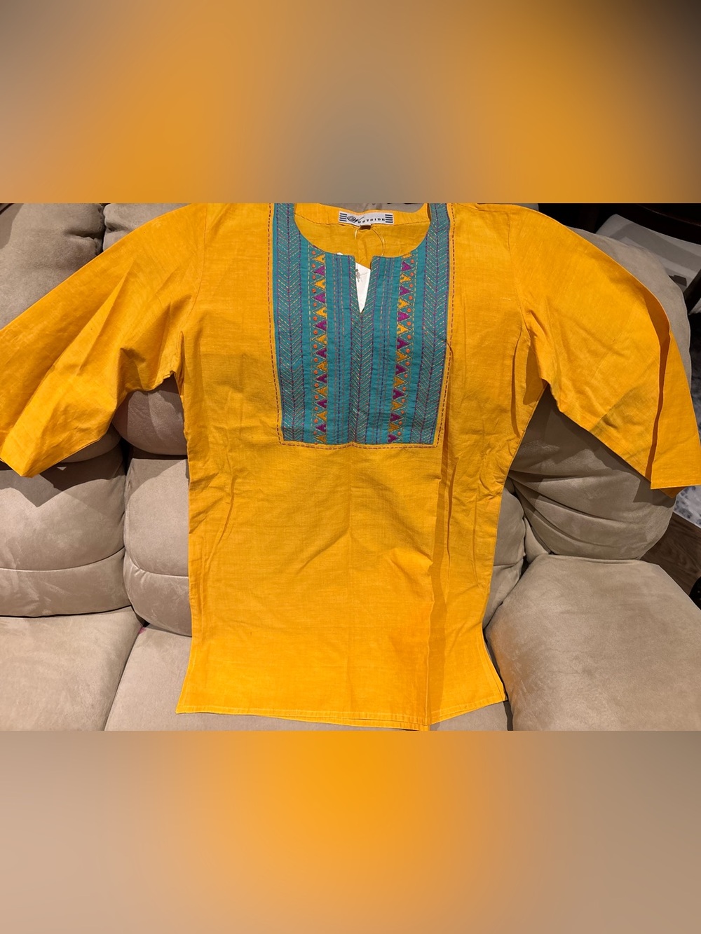 New cotton Kurta Shirt with Teal Embroidery from Westside. NWT, size small